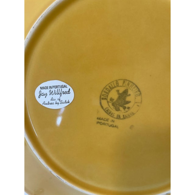 Ceramic Vintage Bordallo Pinheiro Yellow Floral Design Plate For Sale - Image 7 of 7