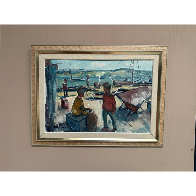 Nils Sewerin, Harbour, 1950s, Oil Painting on Canvas, Framed For Sale - Image 6 of 18