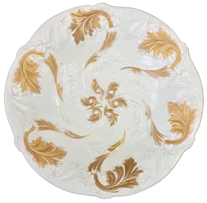 Large Antique Porcelain Relief Gilt Decorated Bowl from Meissen