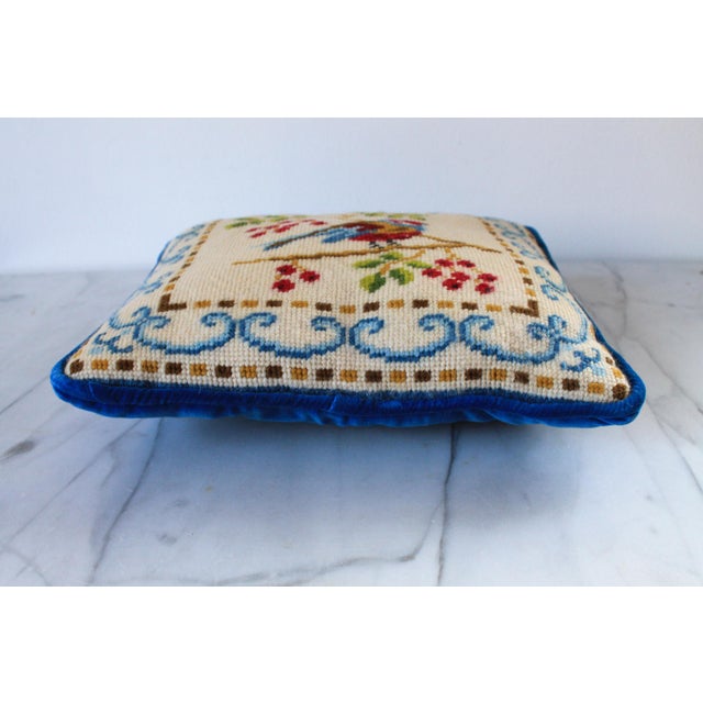 Late 20th Century Vintage Embroidered Bird Accent Pillow For Sale - Image 5 of 11