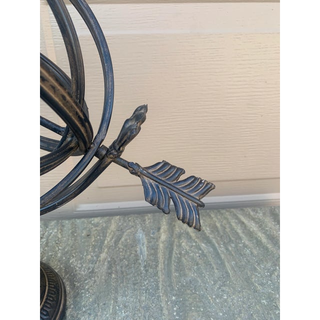 Vintage French Country Iron Garden Armillary Sundial, Classic English Garden Decor For Sale In South Bend - Image 6 of 10