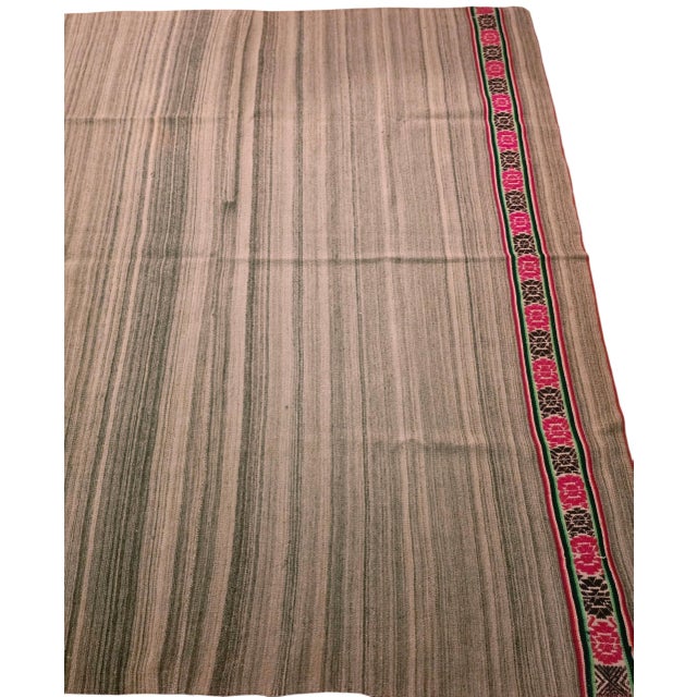 Folk Art Vintage Handwoven Andean Wool Poncho Textile With Traditional Woven Borders For Sale - Image 3 of 6