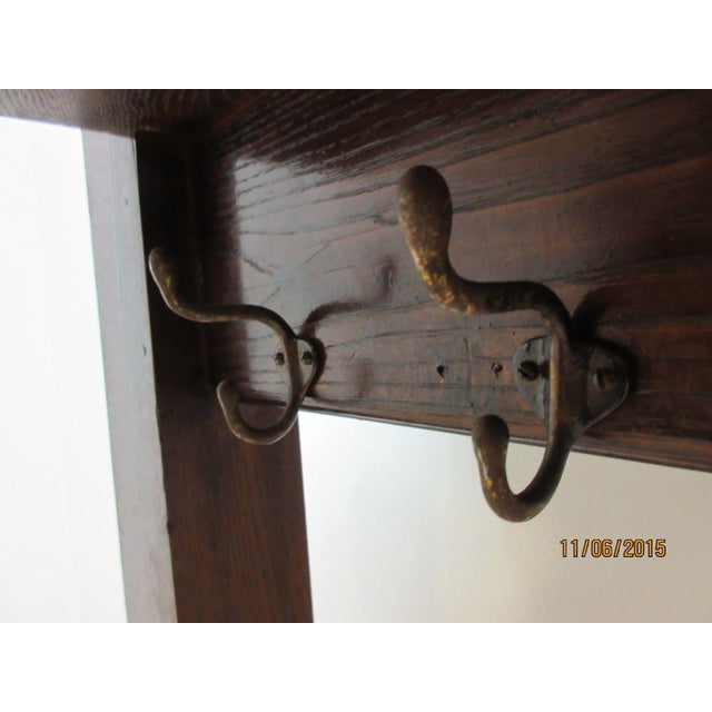 Mission Antique Tiger Oak Art & Crafts Mission School House Coat Rack For Sale - Image 3 of 6