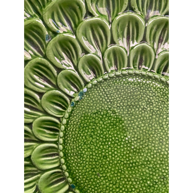 Ceramic 1960s Large Italian Majolica Green Plates- a Pair For Sale - Image 7 of 9