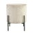 Modern round reclaimed pine wood side table on hand hammered iron base. Antiqued distressed white finish on wood. Each...