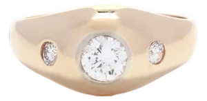 1990s 0.70ctw Flush Set 3 Diamond Ring, 14k Yellow Gold, Ring Size 7, Engagement