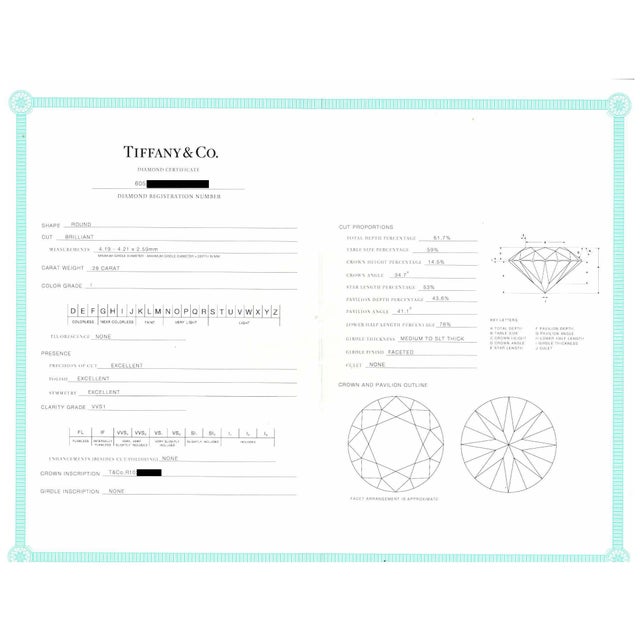 Tiffany & Co. Platinum .28 Ct I Vvs1 Round Diamond Solitaire Engagement Ring, Size 4 For Sale - Image 10 of 12
