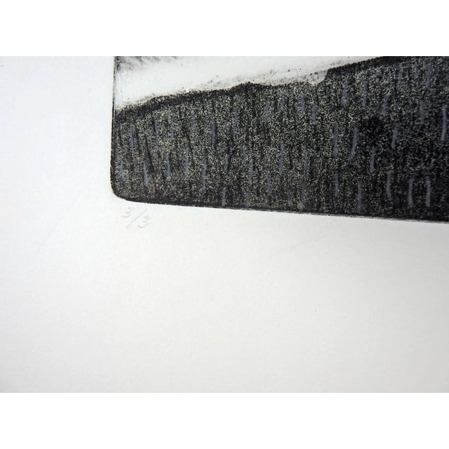 1978 abastract charcoal shapes etching on paper by Marilyn Lanfear (1930-2020) Texas. Signed and numbered 3/3 in pencil...