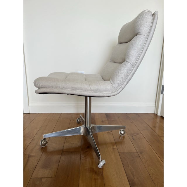 2010s Restoration Hardware Griffith Linen Desk Chair For Sale - Image 5 of 5