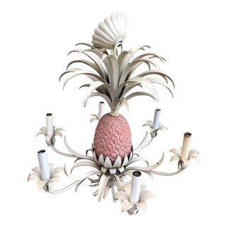Vintage Tole Painted Pineapple Chandelier For Sale