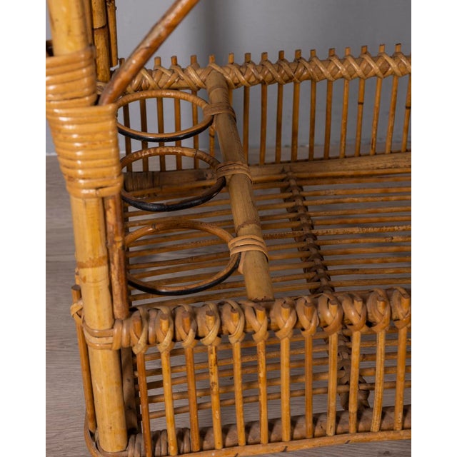 Brown Vintage Bamboo Bar Trolley, Italy, 1960s For Sale - Image 8 of 11