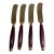 Mid 20th Century Rosewood & Brass Individual Butter Cream Desert Knives Set of 4 For Sale