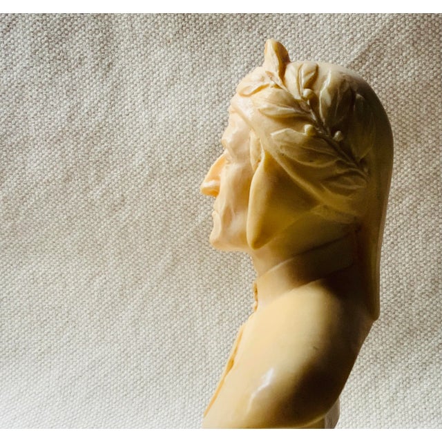 1950s Italian Dante Alighieri Bust Almond Alabaster Sculpture For Sale - Image 15 of 18