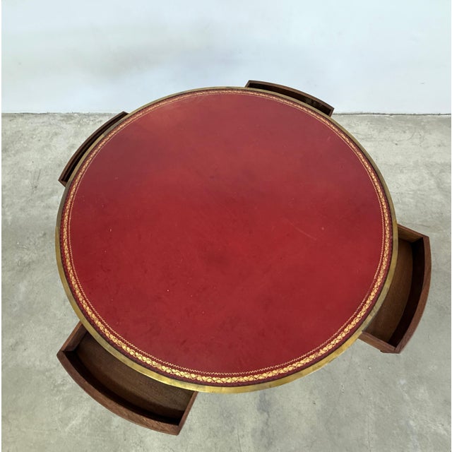 Traditional 19c Mahogany Leather Top Drum Table For Sale - Image 3 of 12