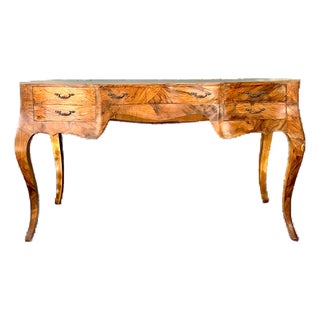 Vintage Italian Burl Wood Writing Desk For Sale