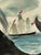 Sky Blue Whale & Sailing Ship Maritime Folk Art — 13” Hand-Textured Fine Art Print For Sale - Image 8 of 9