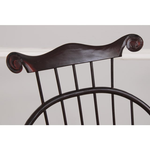 Wood Bench Made Bow Back Painted Finish Windsor Chair For Sale - Image 7 of 16