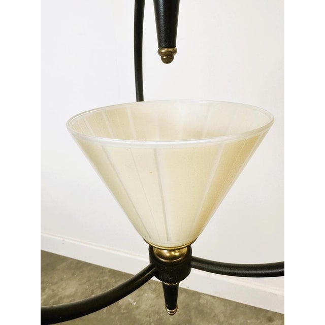 Mid-Century Metal and Opaline Pendant Light, 1950s For Sale - Image 5 of 11