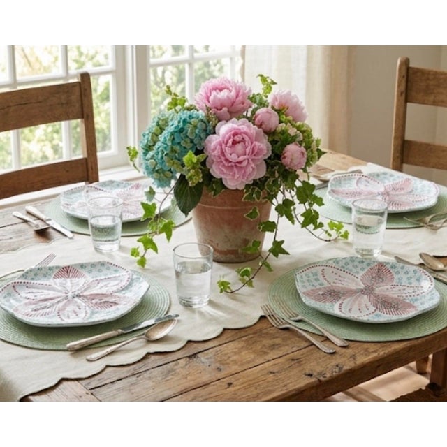 Set of 4 Hand-Painted South African Ceramic Salad & Dessert Plates For Sale - Image 9 of 12