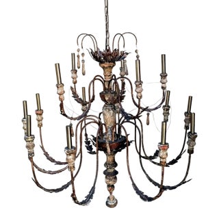 Early 20th Century X-Large Grand Italian 15 Arm Acanthus Chandelier For Sale