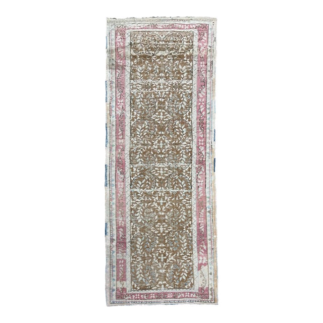 1940s Handmade Antique Turkish Kayseri Runner. 3'7" X 8'5" For Sale