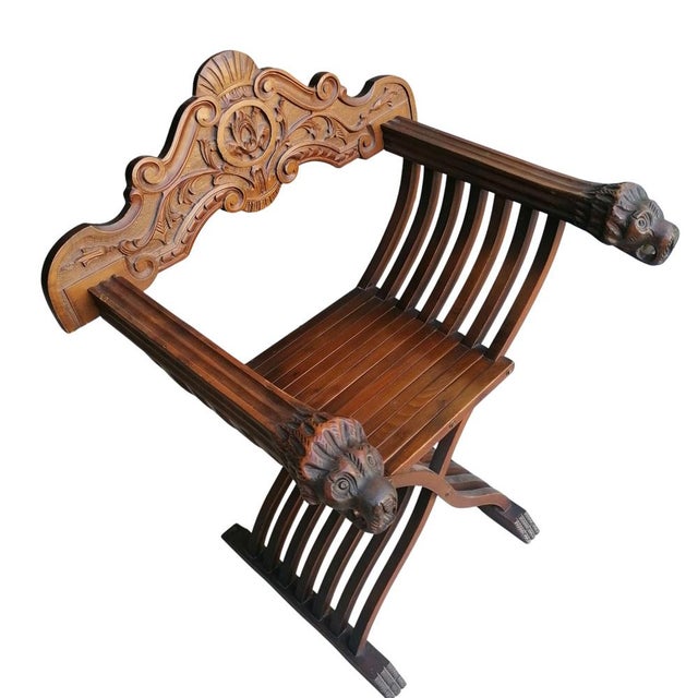 Renaissance-Style Folding Savonarola Chair, 1950s For Sale - Image 4 of 7