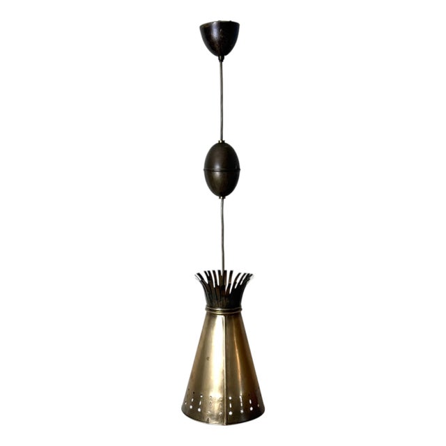 Scandinavian Brass Diablo Pendant Light, 1950s For Sale