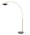 Rancho Mirage Float Arc Lamp - Weathered Brass, Fleur Matte Black/Gold Shade, Mid Century Floor Lamp, Dimmable For Sale