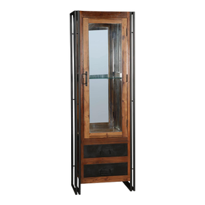 Industrial Chic Glass Display Bookcase