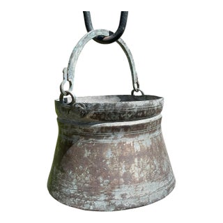 Late 19th Century Antique Primitive Bucket, Cauldron or Pail With Handle For Sale