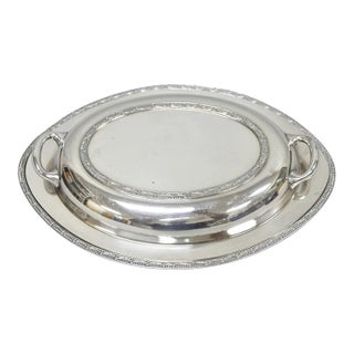 Vintage T&t Silver Plated Victorian Oval Vegetable Serving Platter W/ Drapes For Sale