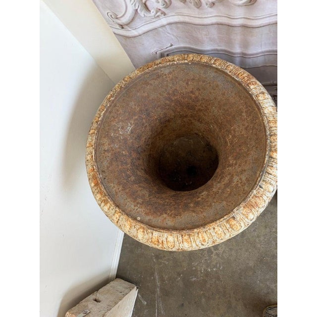 Set of 4 19th Century French Cast Iron Garden Urns For Sale - Image 12 of 18