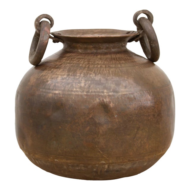 Rare Antique Polished Brass Planter For Sale