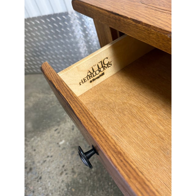 Broyhill Attic Heirloom Rustic Oak Farmhouse End Tables - A Pair For Sale - Image 10 of 12