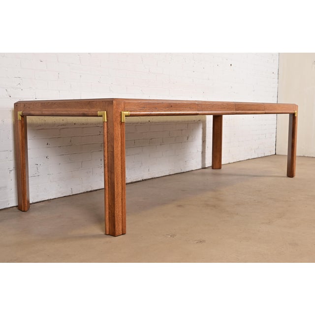 1970s Drexel Heritage Mid-Century Hollywood Regency Campaign Walnut Extension Dining Table, Newly Refinished For Sale - Image 5 of 15
