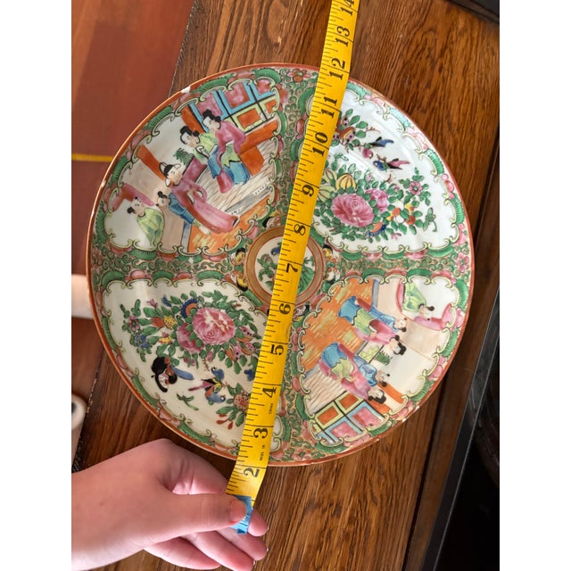 One 9.5” Rose Medallion Bowl - Genuine Porcelain 1860-1885 For Sale - Image 9 of 10