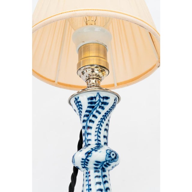 Ceramic Table Lamp with Fabric Shade from Meissen Porcelain, Germany, 1950s For Sale - Image 7 of 16