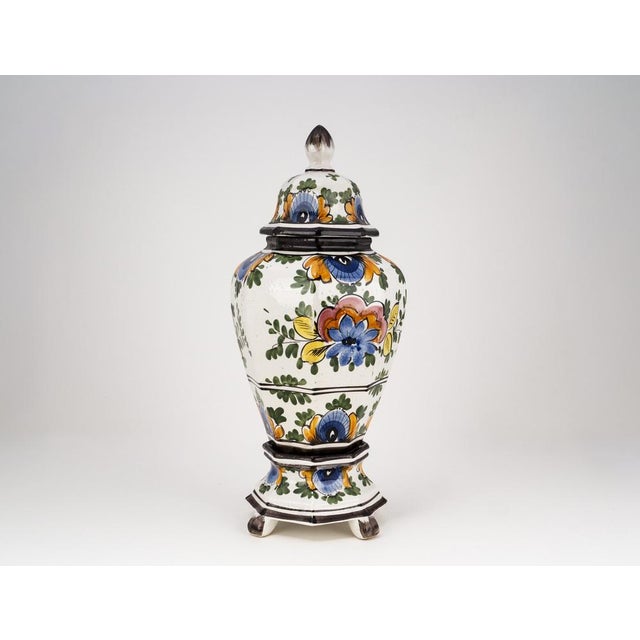 Vintage Polychrome Garniture Set by Oud Delft, 1940s, Set of 3 For Sale - Image 12 of 18