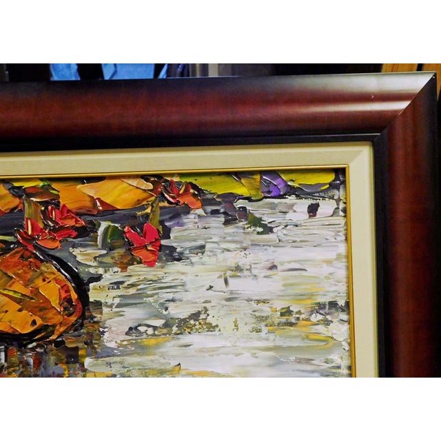 Textile Maya Eventov Untitled Oil Canvas W/Custom Frame Me082211-04 For Sale - Image 7 of 8