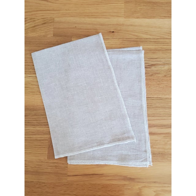 Textile Tan Beige Yarn Dyed Linen Kitchen Tea Dish Towels - a Pair For Sale - Image 7 of 7