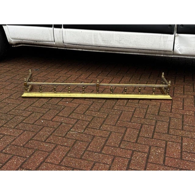 Victorian Brass Fireplace Fender For Sale - Image 5 of 7