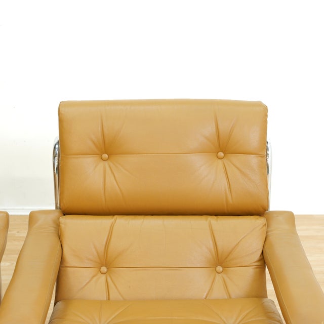 Tan 1970s Leather & Chrome 'Alpha' Sofa & Lounge Chair Set by Pieff Furniture Owned by Elton John For Sale - Image 8 of 18