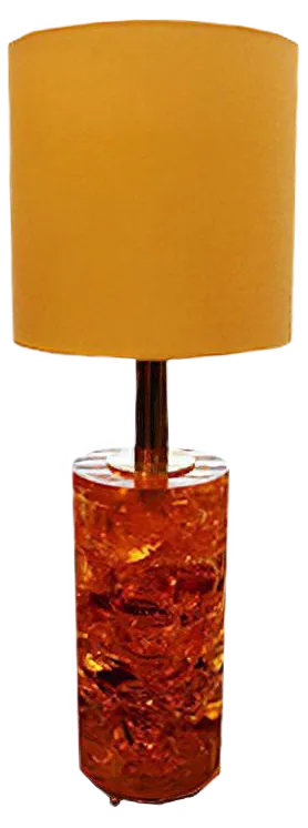 Yellow & Orange Fractal Resin Lamp with Brass Base, 1970s