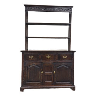 Antique English Oak Pewter Cupboard Welsh Style Dresser For Sale