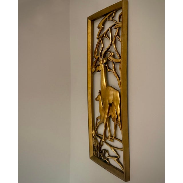 Mid-Century Modern Vintage Syroco Deer Wall Plaque, Gilt Mid Century Woodland Decor For Sale - Image 3 of 4