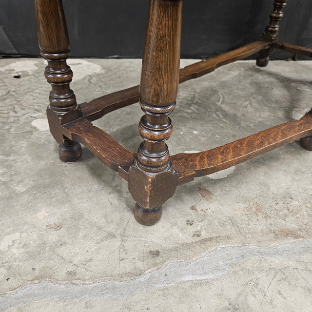 Vintage English Oak 2 Drawer Console Table With Shaped Front For Sale - Image 14 of 17