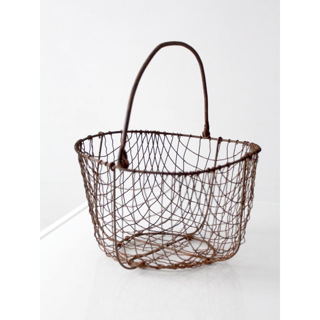 Antique Handmade Wire Gathering Basket For Sale - Image 9 of 13