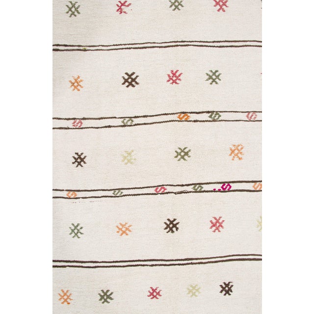 1950s Vintage Turkish Kilim Hemp Rug With Stripes by Rug & Kilim, 1950-1959 For Sale - Image 5 of 9