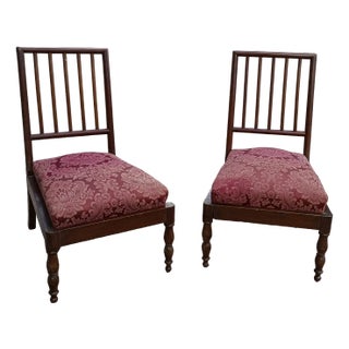 Set of Dining Chairs in Fabric and Wood For Sale