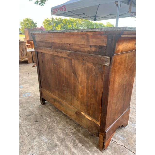 French French 19th Century Louis Philippe Marble Top Walnut Commode For Sale - Image 3 of 12